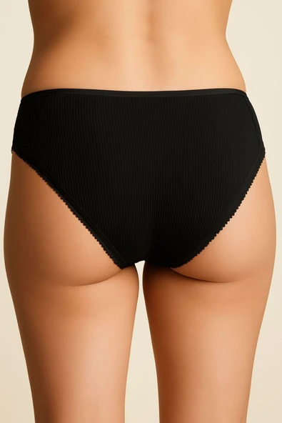 Ön Arka Ribana Dantel Şeritli Bikini 5'li Set - Resim 3