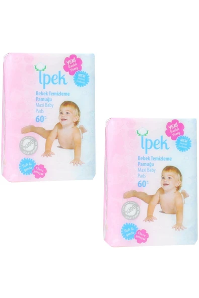 İpek Maxi 60 Adet Bebek Temizleme Pamuğu 2 Li Paket ürün görseli