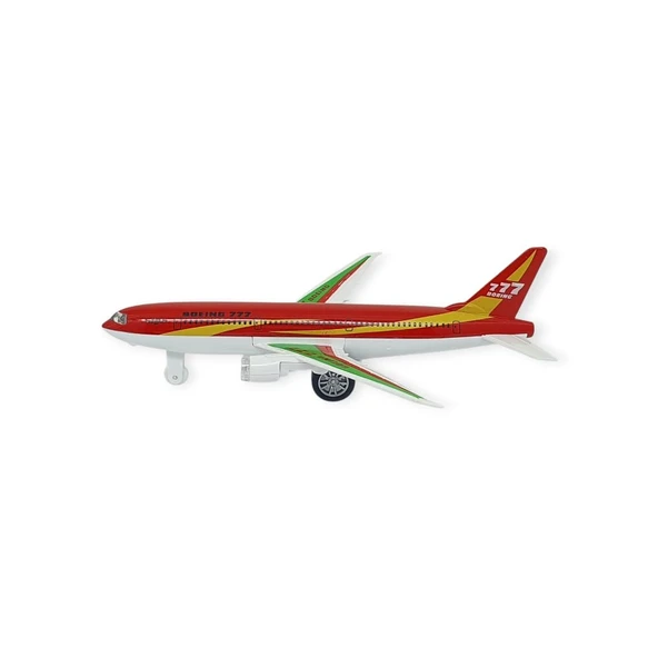 Çek Bırak Sesli Işıklı Metal Uçak - 180 - Kırmızı - 3