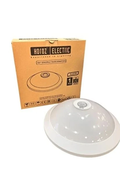 Horoz 400-020-143 Plastik 360  Sensörlü Tavan Armatürü Beyaz 2XE27 (Beyaz Kasa) (Plastik-Cam Gövde) - 2