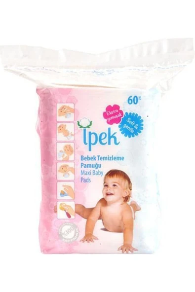 İpek Maxi Bebek Temizleme Pamuğu 60 Lı 6 Paket ürün görseli