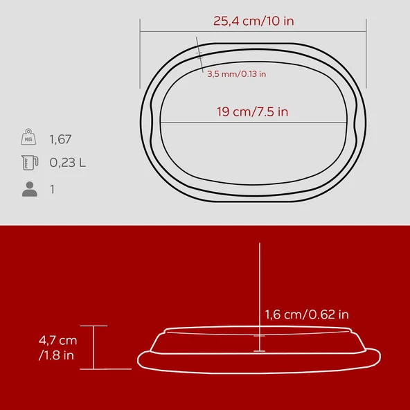 Lava Döküm Oval Fajita Tabağı Kayın Servis Ahşabı Ölçü 12x19cm.-Bordo - 5