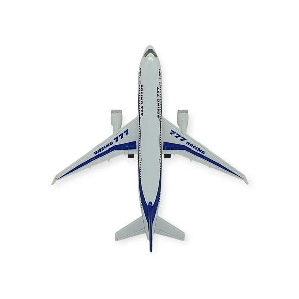 Çek Bırak Sesli Işıklı Metal Uçak - 180 - Mavi - Resim 5