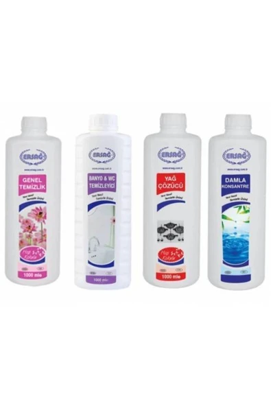 ERSAĞ DAMLA KONSANTRE 1000ML YAĞ ÇÖZÜCÜ 1000 ML GENEL TEMİZLİK 1000 ML BANYO WC TEMİZLEYİCİ 1000 ML