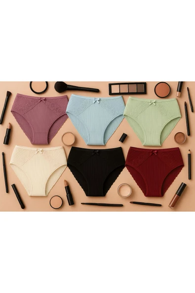 Önü Dantelli Ribana Bikini 6'lı Set ürün görseli