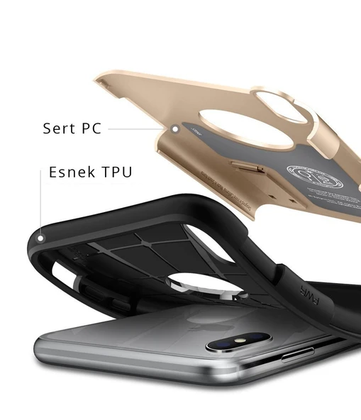 Spigen iPhone X ile Uyumlu Kılıf Slim Armor Champagne Gold - 4