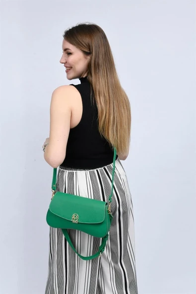 Bayan Çarpraz Askılı Çanta 67-7118 Yeşil - Resim 3