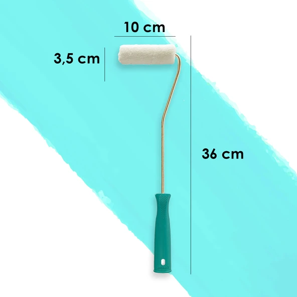 Dekor-1068 Kadife 3,5 cm Orta Çap 7 mm Tüylü Saplı Vernik Rulosu 10 cm - Resim 3