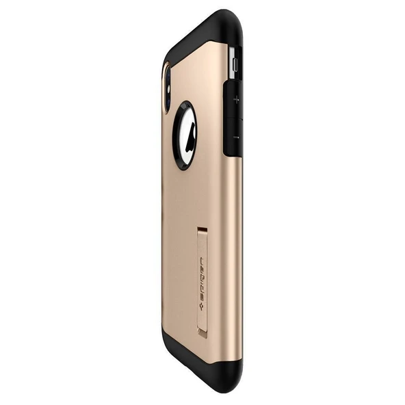Spigen iPhone X ile Uyumlu Kılıf Slim Armor Champagne Gold - 2