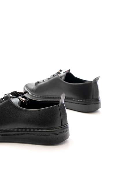 MK-9026 Siyah Bağcıklı  Taş Aksesuarlı Günlük Spor Ayakkabı - Resim 4