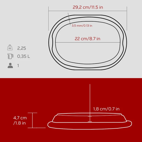 Lava Döküm Oval Fajita Tabağı Kayın Servis Ahşabı Ölçü 26x19cm.-Bordo - 5