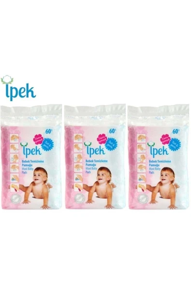 İpek Bebek Temizleme Pamuğu 180 Adet 60x3 ürün görseli