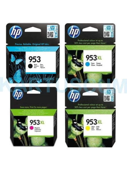 HP 953 + 953XL Sarı Kırmızı Mavi Siyah Kartuş Seti - Officejet Pro 7720/7730/7740/8210 - Resim 2