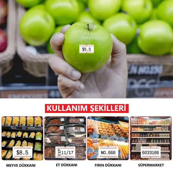 Mx5500 Meto 12x21cm Beyaz Kırmızı Çizgili Fiyat Etiketi (1.ADET.ETİKET) - 2