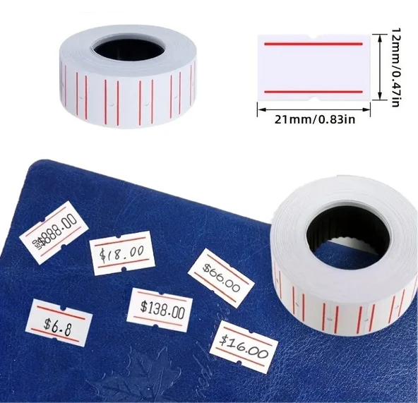Mx5500 Meto 12x21cm Beyaz Kırmızı Çizgili Fiyat Etiketi (1.ADET.ETİKET)