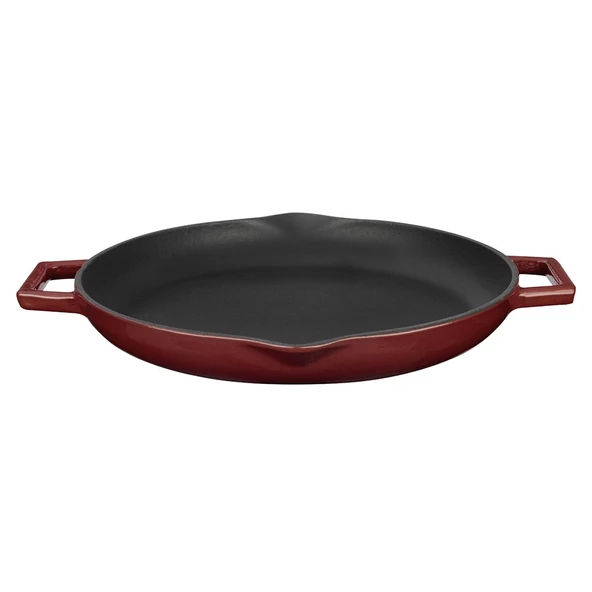 Lava Döküm Yuvarlak Kızartma Tavası Döküm Demir Yekpare Çift Kulplu Çap(Ø)30cm.-Bordo ürün görseli