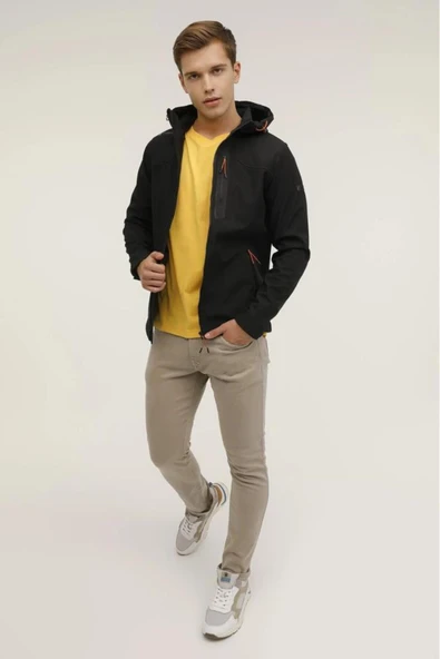New Trend Siyah Erkek Softshell Mont 101398671 - Resim 3