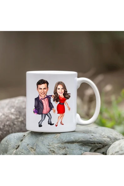 Kişiye Özel Bardak - Karikatür Bardak - Sevgili Bardağı - 1