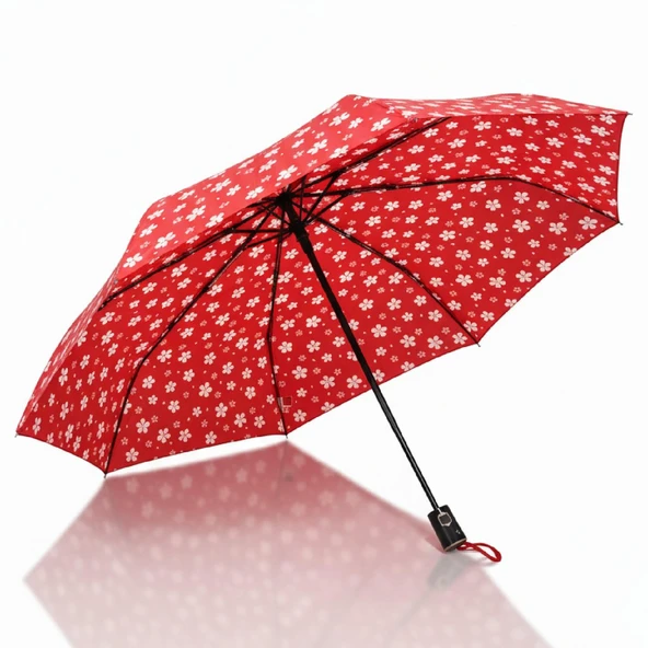 CCL Full Otomatik Kısa 8 Telli Pongee Kumaş Şemsiye Desenli (119G-2) Çiçekli GKH ürün görseli