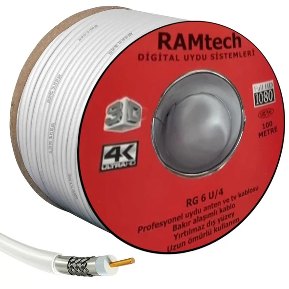 Ramtech Anten Kablosu Rg6-u4 48 Tel 100 Metre