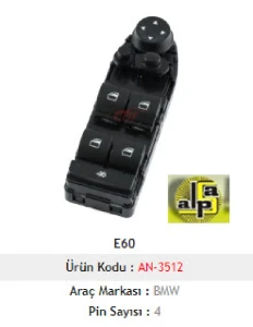 CAM ANAHTARI>E60 - E61 08-10  SOL PERDESİZ - KATLANIR   >>61319122111 - MCAR-AN3512 ürün görseli