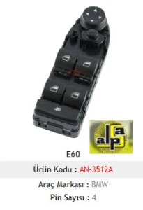 CAM ANAHTARI>E60 - E61 08-10  SOL PERDESİZ - KATLANMAZ   >>61319122110 - MCAR-AN3512A ürün görseli