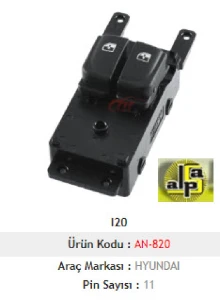 CAM ANAHTARI>SOL ÇİFTLİ  i20 CAM ANAH. SOL ÇİFTLİ 08-14  AN1229 - MCAR-AN820 ürün görseli