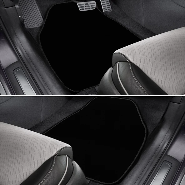 Siyah Kenarlı 5'li Araç Oto Halı Paspas Seti - Ön Arka Takım Siyah Araba Taban Paspas - Resim 3