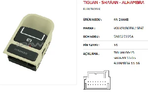 CAM ANAHTARI>TIGUAN - SHARAN - ALHAMBRA EL FREN ANAH. - BEJ - MCAR-AN2444B ürün görseli
