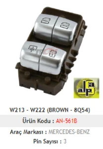 CAM ANAHTARI>MERCEDES W213 - W222 ARKA DÖRTLÜ - KAHVERENGİ - 8Q54  >>A222 905 1505 - MCAR-AN561B ürün görseli