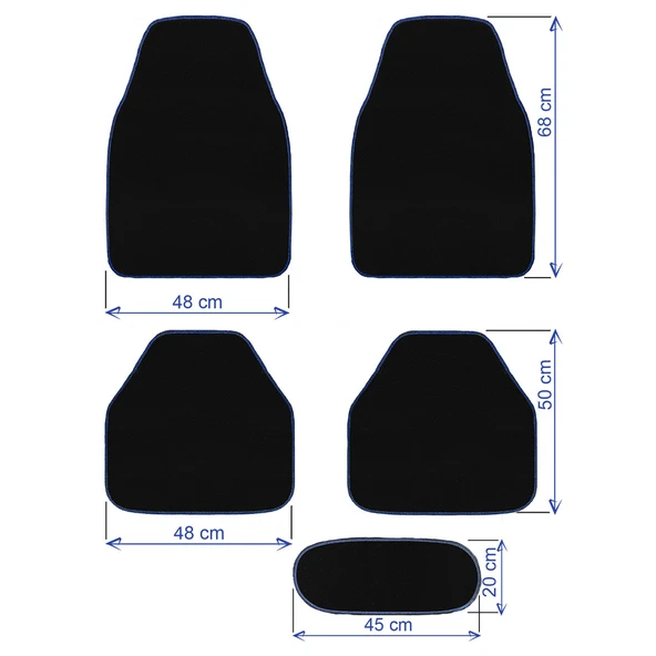 Mavi Kenarlı 5'li Araç Oto Halı Paspas Seti - Ön Arka Takım Siyah Araba Taban Paspas - Resim 7