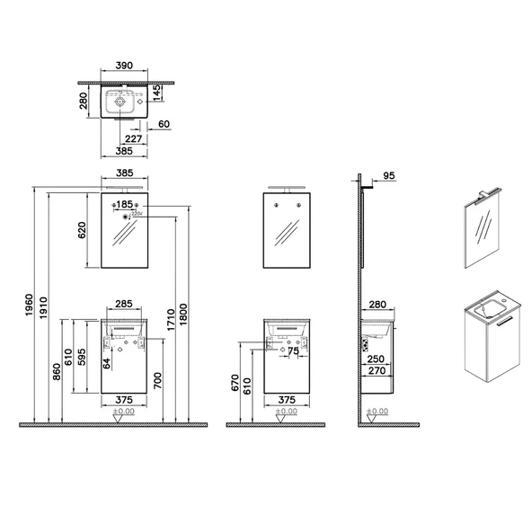 VitrA Mia 69581 Banyo Dolabı Seti Kapaklı 40 Cm Cordoba - 5