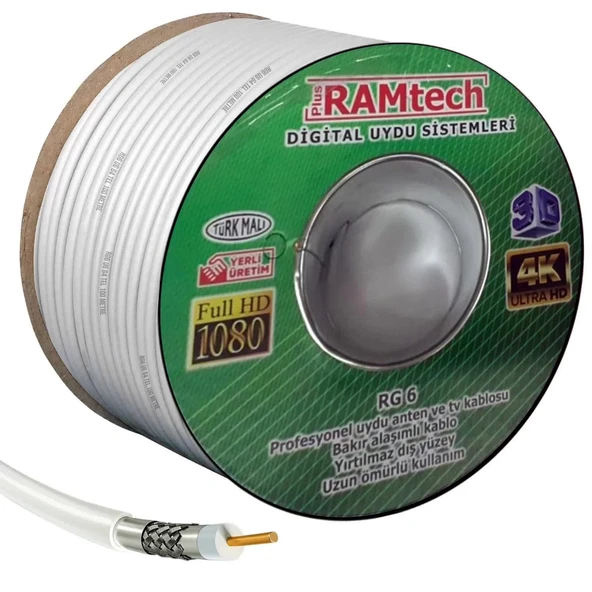 Ramtech Anten Kablosu Rg6-u4 64 Tel 100 Metre