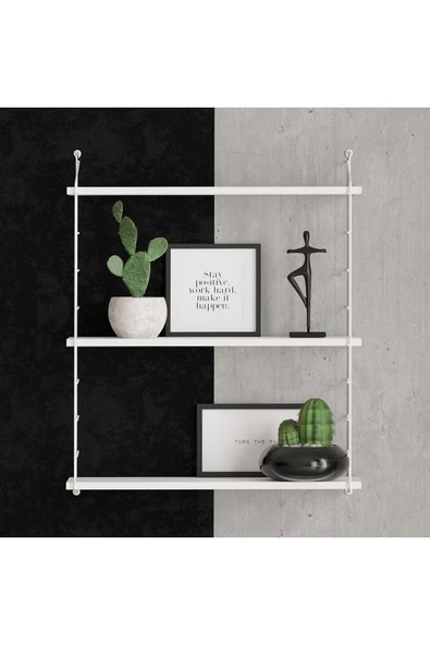 Decormet Armoni Raf Seti 3 Raflı 200*720 Metal Beyaz+Ahşap - Resim 8