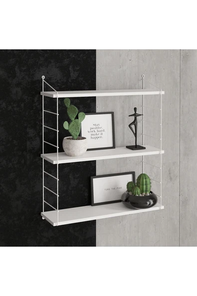 Decormet Armoni Raf Seti 3 Raflı 200*720 Metal Beyaz+Ahşap - Resim 7