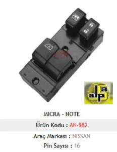 CAM ANAHTARI SOL-İKİLİ MICRA K13-NOTE - MCAR-AN982 ürün görseli