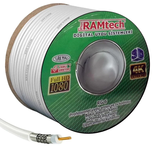 Ramtech Anten Kablosu Rg6-u4 80 Tel Trishield 100 Metre