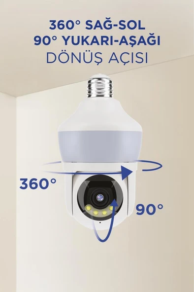 TORİMA CMR-26 Beyaz 360° Full Hd 1080p Ampül Wifi Smart Ip Güvenlik Kamerası - Resim 5