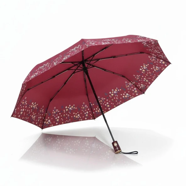 CCL Full Otomatik Kısa 8 Telli Pongee Kumaş Şemsiye Desenli (119G-4) GKH - 3