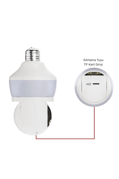 TORİMA CMR-26 Beyaz 360° Full Hd 1080p Ampül Wifi Smart Ip Güvenlik Kamerası - Resim 6