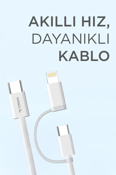 Torima U16 Beyaz 2-in-1, Type-C To Type-C And Ligthning  100cm - 65w Hızlı Şarj Ve Data Kablosu - Resim 4