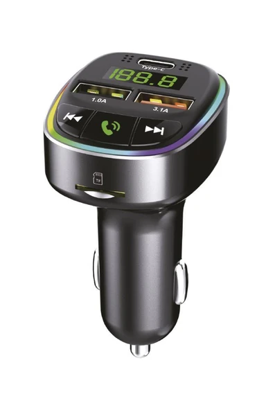 TORİMA G17 Siyah 18W Hızlı Şarjlı Bluetooth Transmitter Araç Şarj Cihazı – USB, TF Kart, FM, Mikrofon Destekli - Resim 2