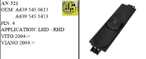 CAM ANAHTARI>MERCEDES VITO - VIANO 04-->   - SAĞ TEKLİ   >>A6395450613 - MCAR-AN521 ürün görseli