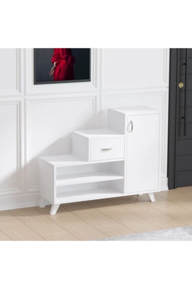 Decormet Retro Ayakkabı Dolabı Beyaz - 8