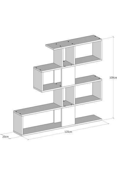 Decormet Karlin Kitaplık Beyaz/Ceviz - Resim 2