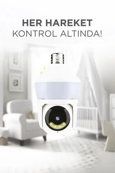 TORİMA CMR-26 Beyaz 360° Full Hd 1080p Ampül Wifi Smart Ip Güvenlik Kamerası - Resim 2
