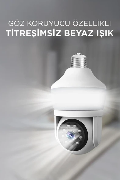 TORİMA CMR-26 Beyaz 360° Full Hd 1080p Ampül Wifi Smart Ip Güvenlik Kamerası - Resim 3
