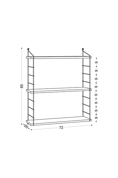 Decormet Armoni Raf Seti 3 Raflı 200*720 Metal Beyaz+Ahşap - Resim 9