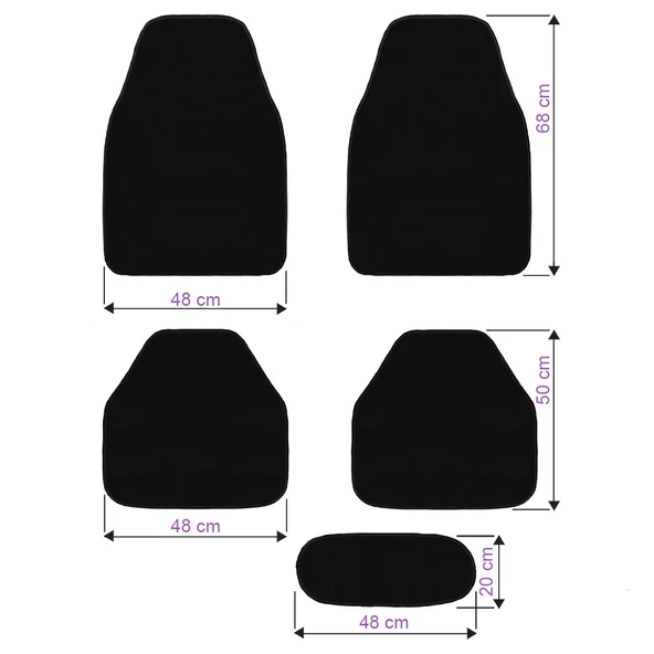 Siyah Kenarlı 5'li Araç Oto Halı Paspas Seti - Ön Arka Takım Siyah Araba Taban Paspas - Resim 7
