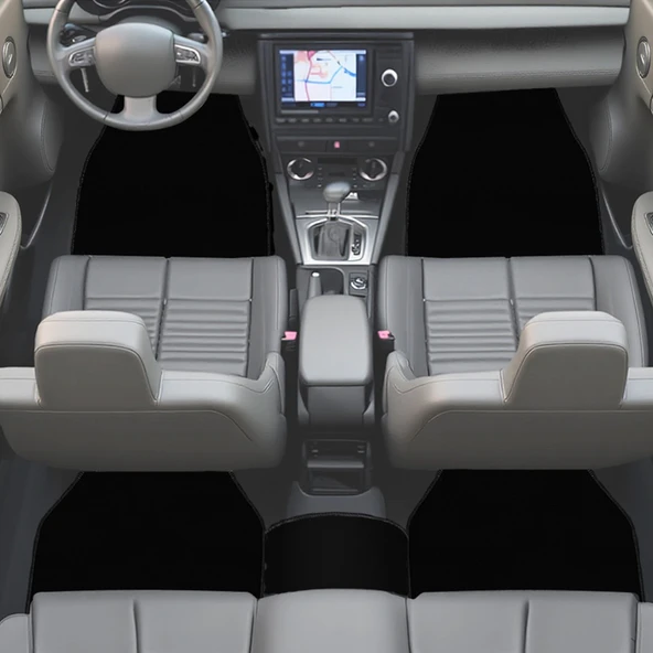 Siyah Kenarlı 5'li Araç Oto Halı Paspas Seti - Ön Arka Takım Siyah Araba Taban Paspas - Resim 2